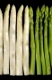 white and green asparagus vegetable in black back